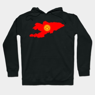 Map of Kyrgyzstan with new flag Hoodie